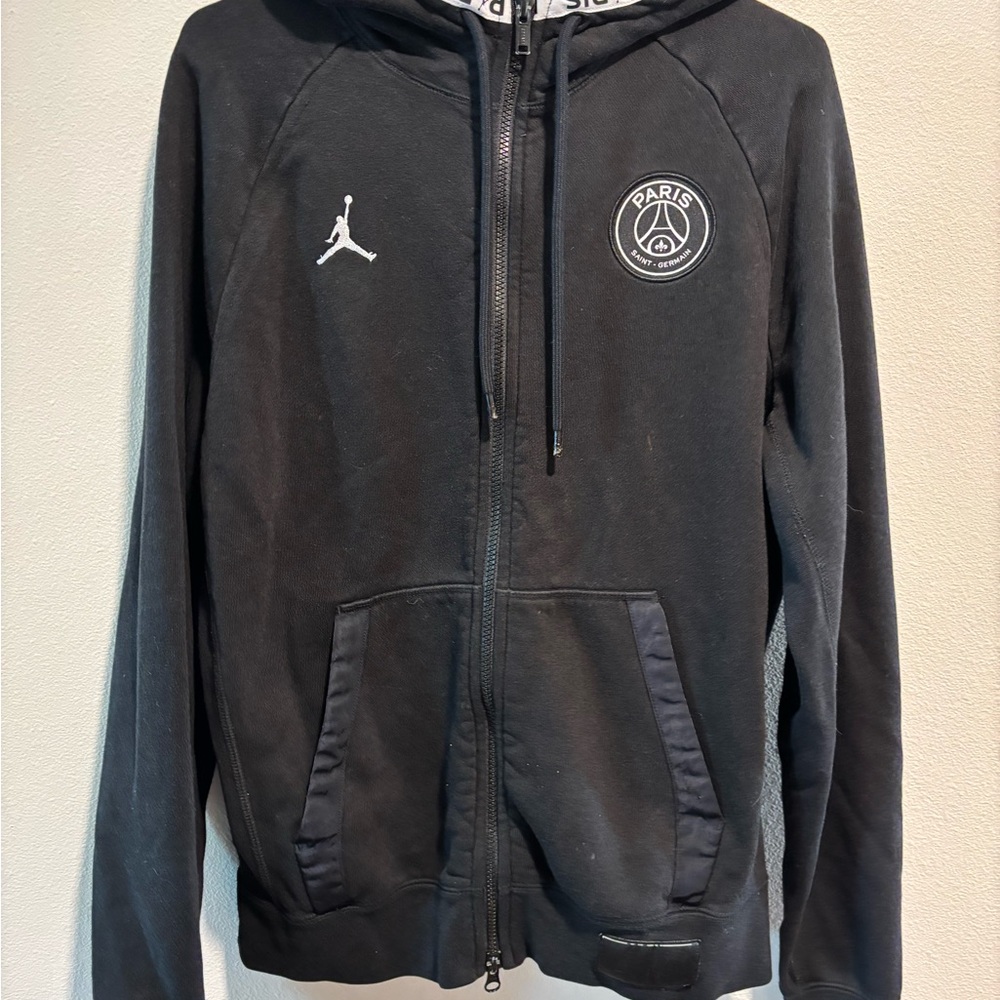 Jordan Black zipper hoodie with PSG Logo